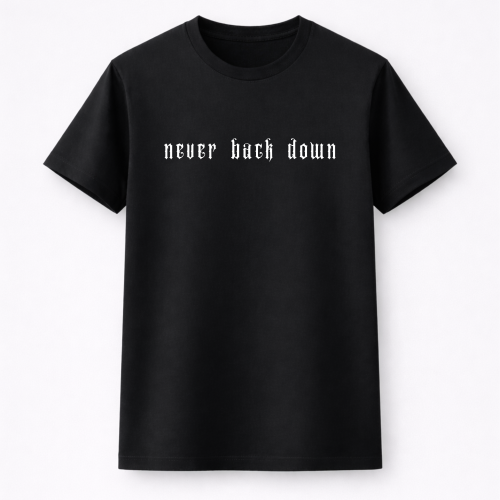 never back down koszulka przod.png