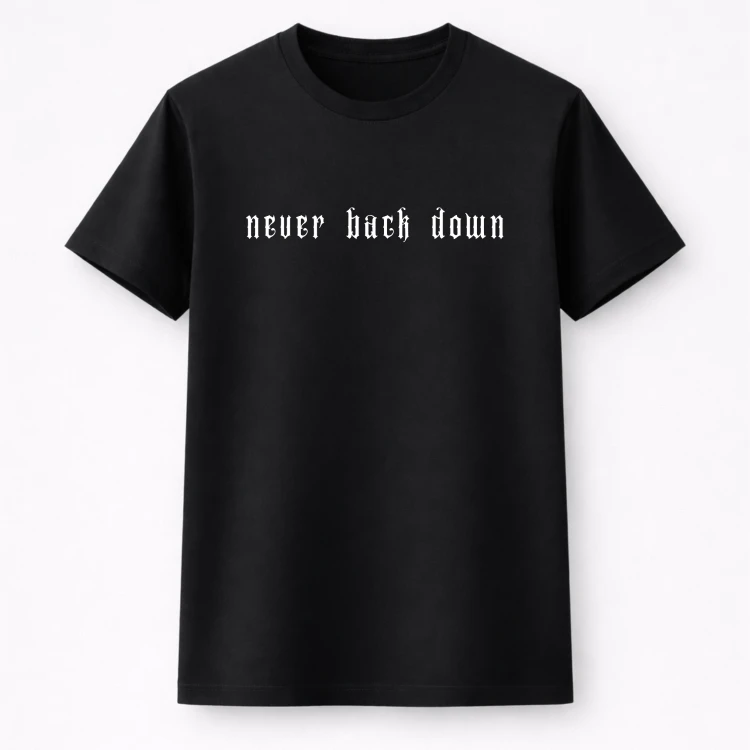 never back down koszulka przod.png